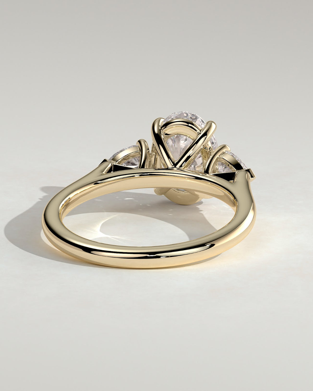 2.0 CT Oval Diamond Dainty Pear Accent Cathedral Three Stone Engagement Ring