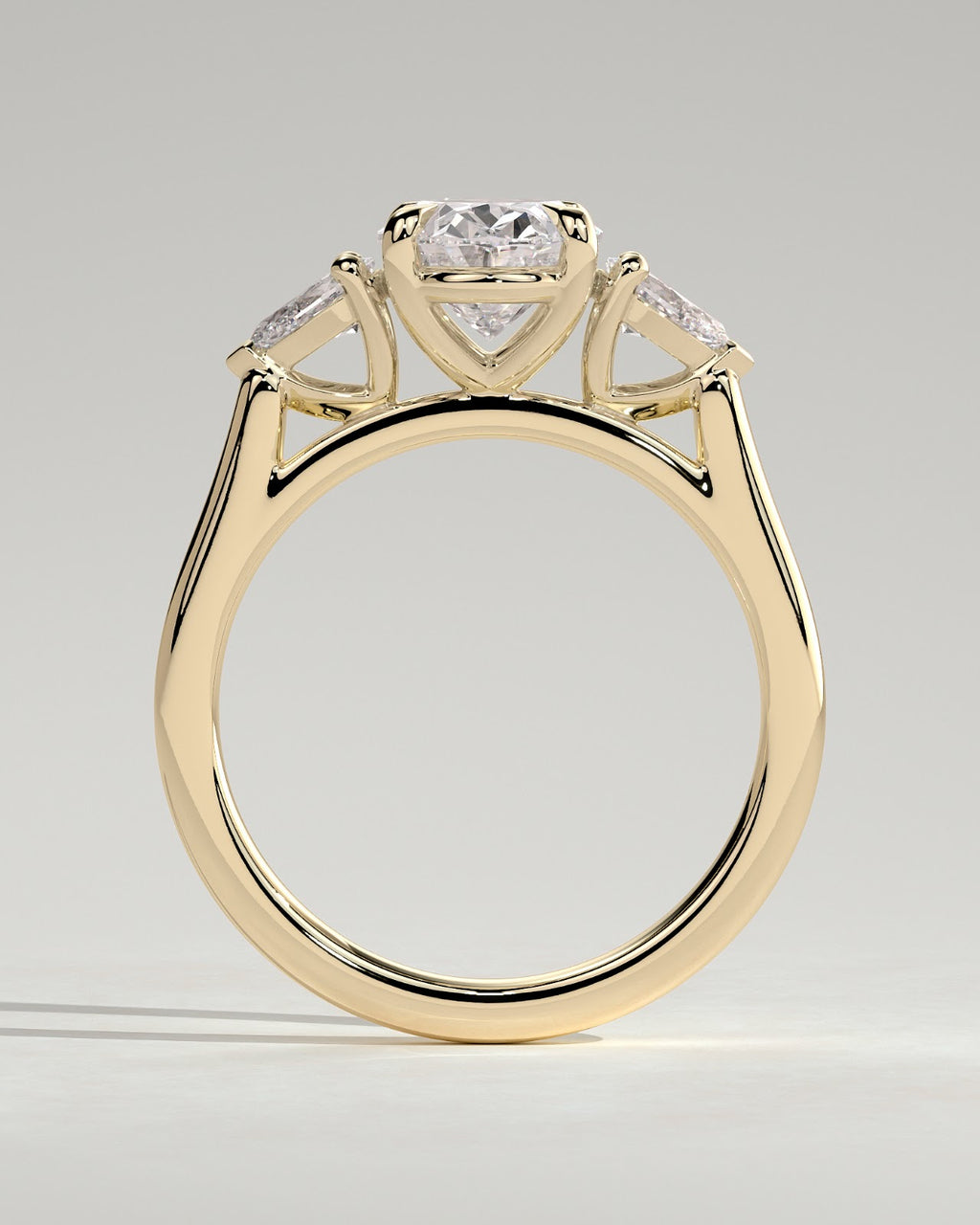 2.0 CT Oval Diamond Dainty Pear Accent Cathedral Three Stone Engagement Ring