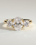 2.0 CT Oval Diamond Devotion Round Accent Tapered Three Stone Engagement Ring