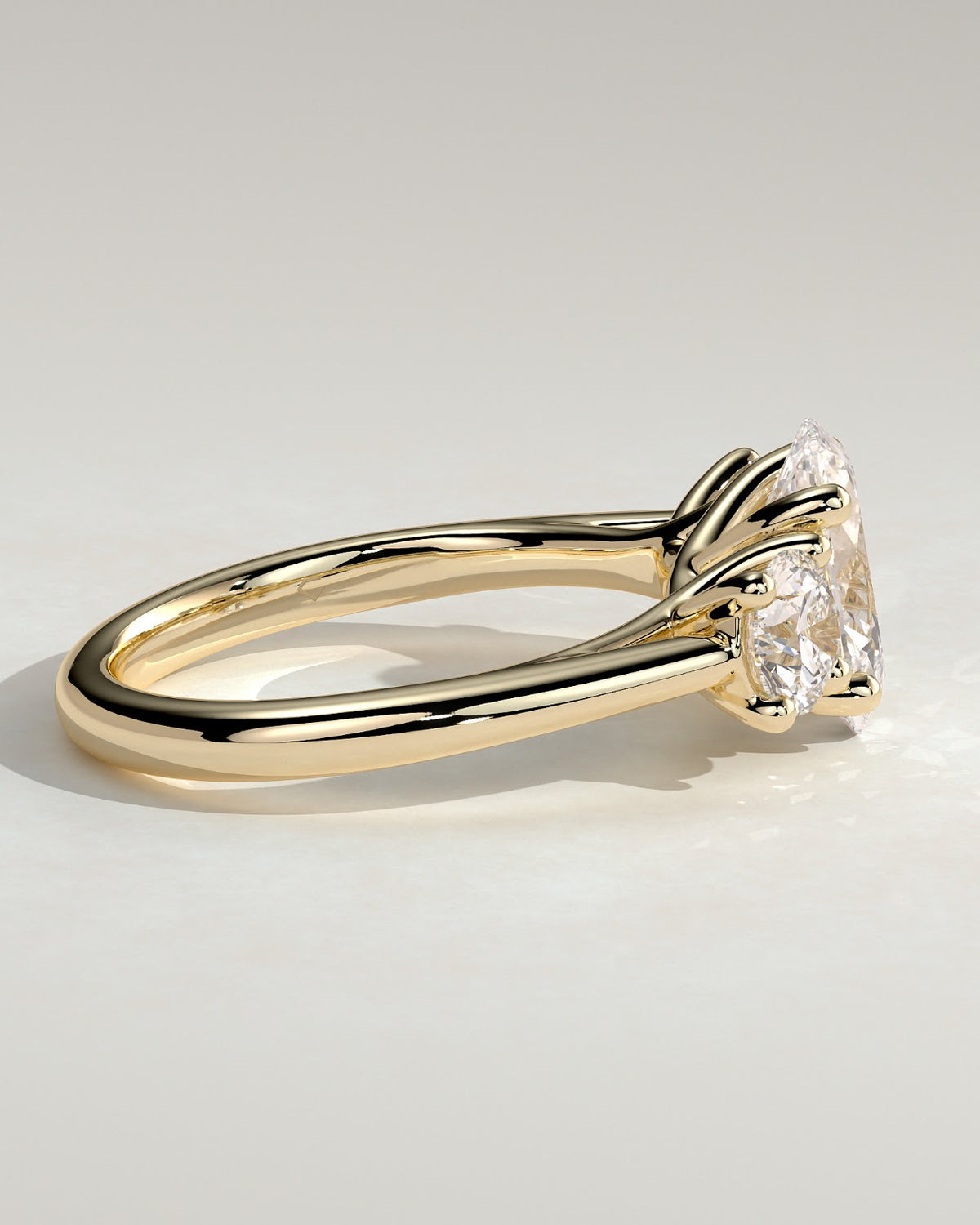 2.0 CT Oval Diamond Devotion Round Accent Tapered Three Stone Engagement Ring