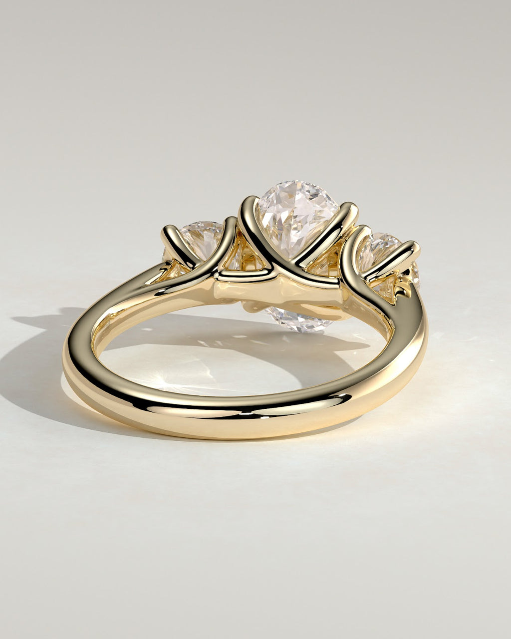 2.0 CT Oval Diamond Devotion Round Accent Tapered Three Stone Engagement Ring