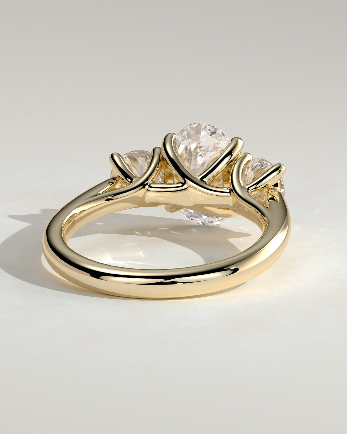 2.0 CT Oval Diamond Devotion Round Accent Tapered Three Stone Engagement Ring