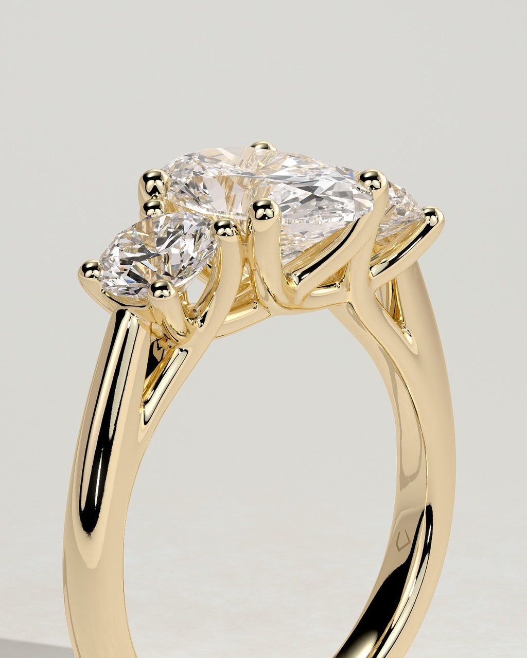 2.0 CT Oval Diamond Devotion Round Accent Tapered Three Stone Engagement Ring