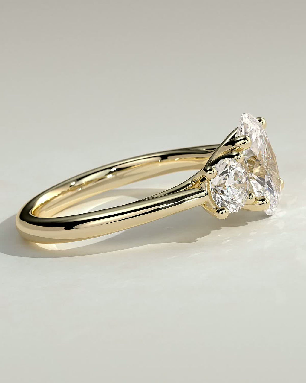 2.0 CT Oval Diamond Devotion Round Accent Tapered Three Stone Engagement Ring