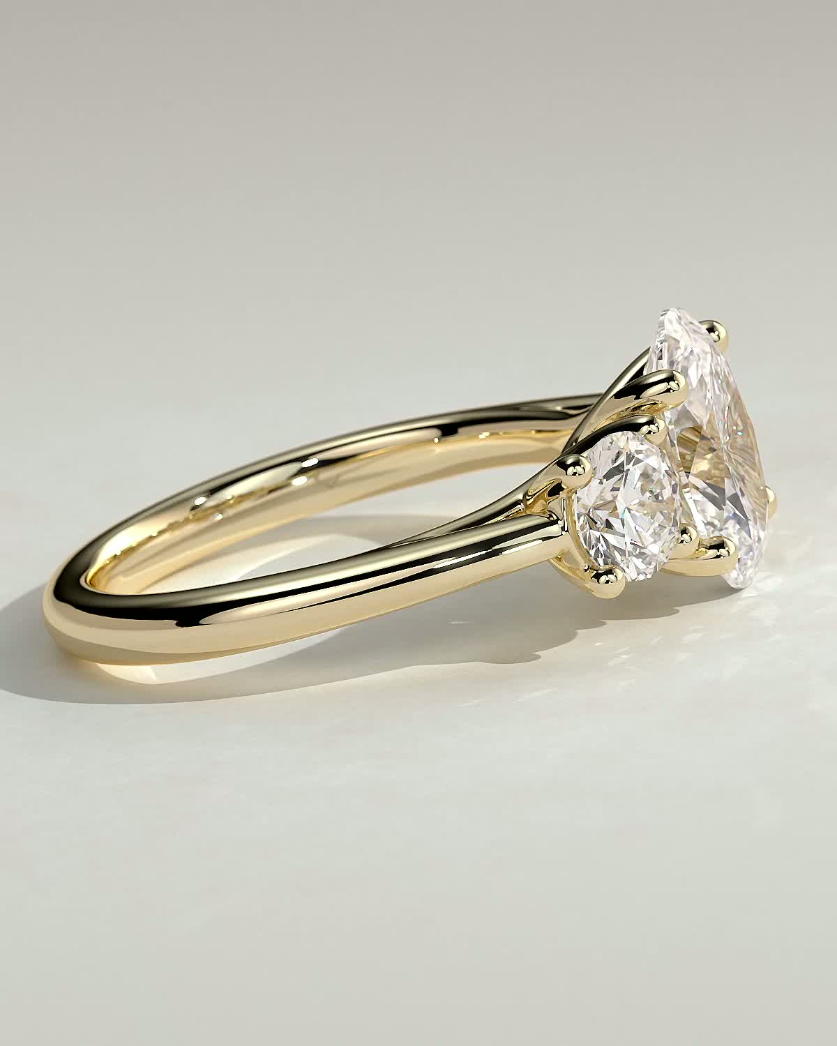 2.0 CT Oval Diamond Devotion Round Accent Tapered Three Stone Engagement Ring
