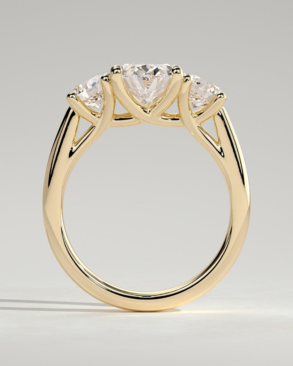 2.0 CT Oval Diamond Devotion Round Accent Tapered Three Stone Engagement Ring