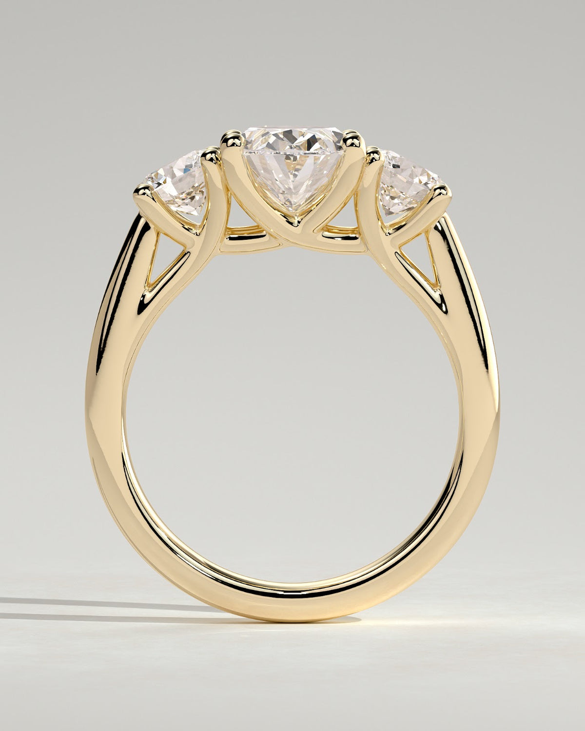 2.0 CT Oval Diamond Devotion Round Accent Tapered Three Stone Engagement Ring