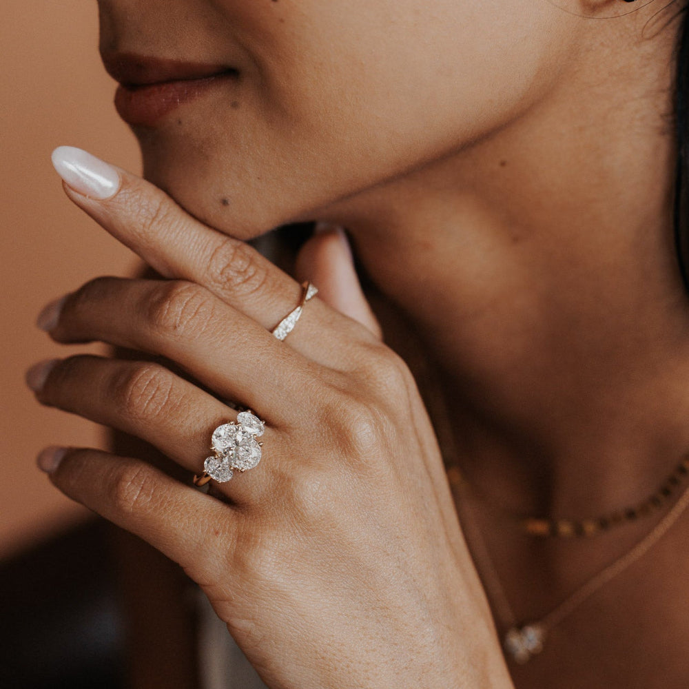 2.0 CT Oval Diamond Devotion Three Stone Engagement Ring