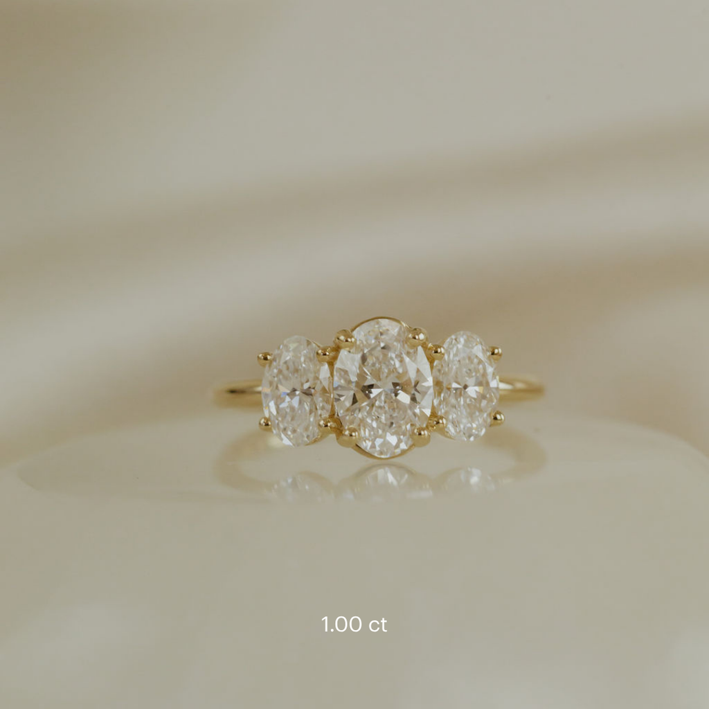 2.0 CT Oval Diamond Devotion Three Stone Engagement Ring