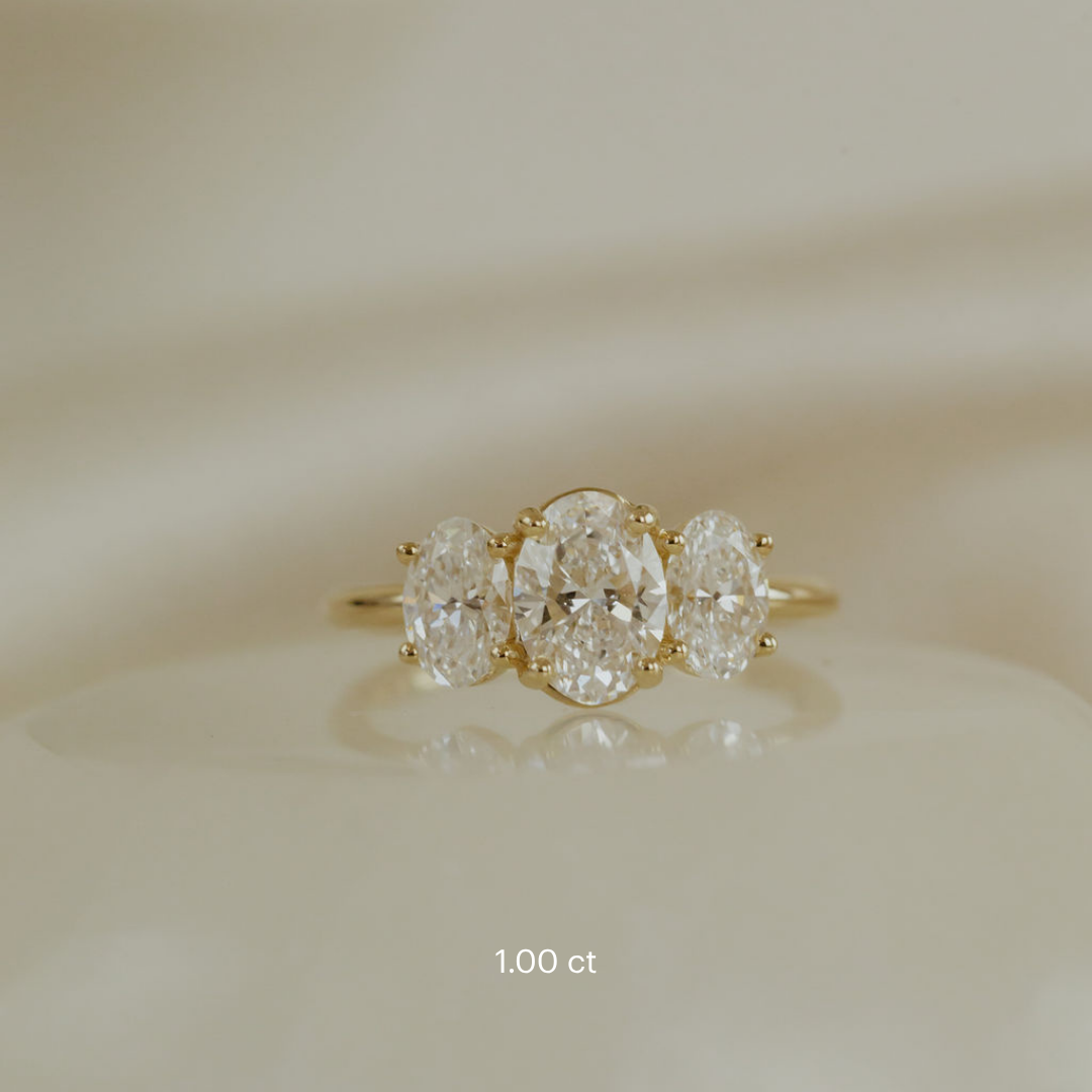 2.0 CT Oval Diamond Devotion Three Stone Engagement Ring