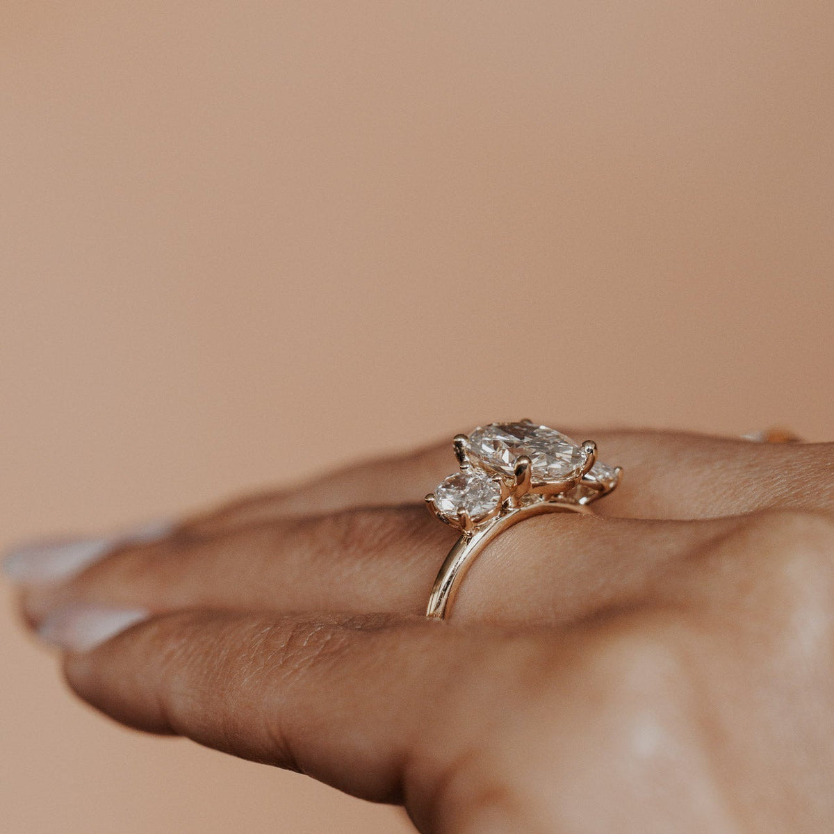 2.0 CT Oval Diamond Devotion Three Stone Engagement Ring