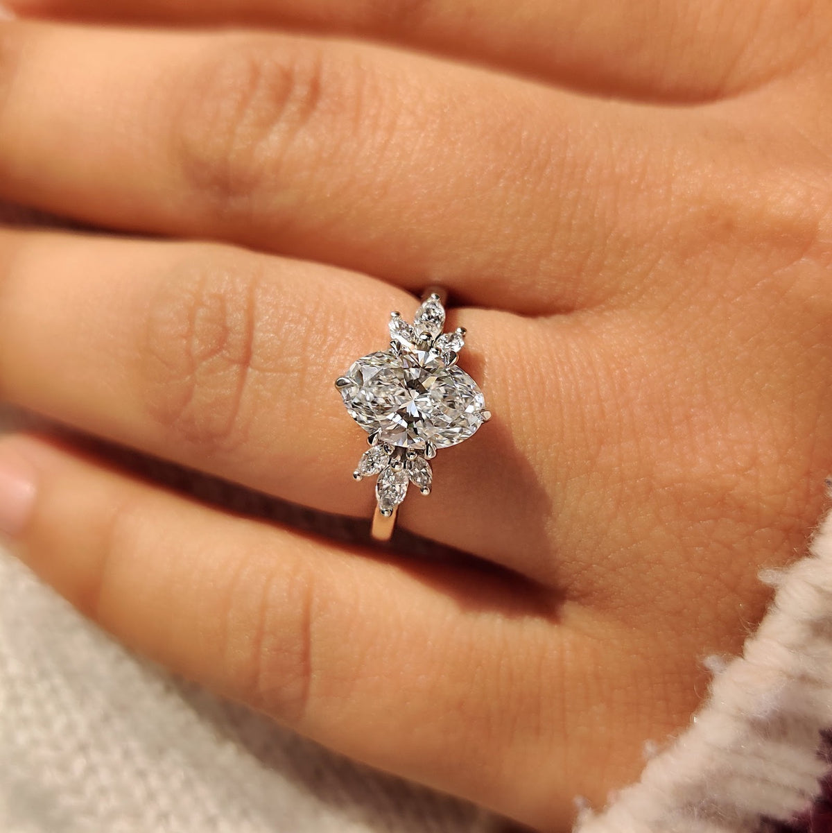 2.0 CT Oval Diamond Grace Cluster Engagement Ring