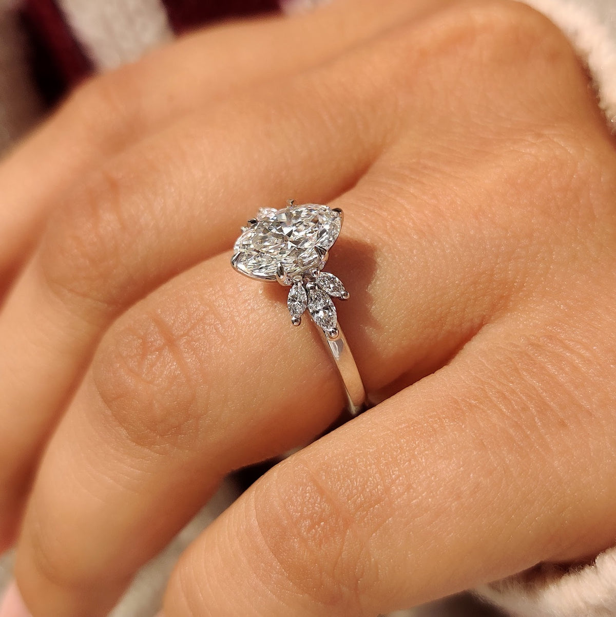 2.0 CT Oval Diamond Grace Cluster Engagement Ring