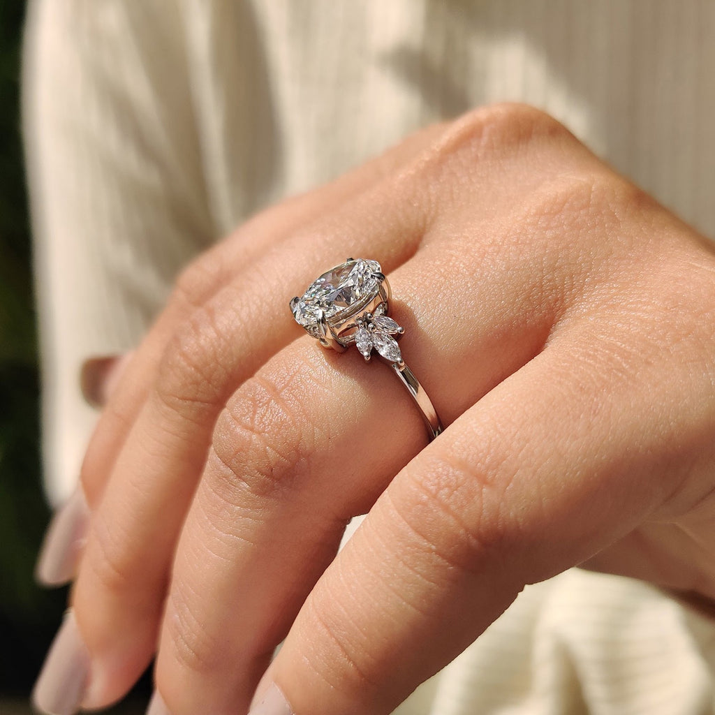 2.0 CT Oval Diamond Heirloom Cluster Engagement Ring