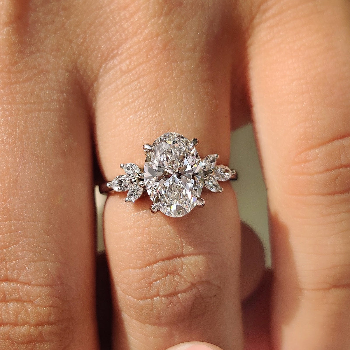 2.0 CT Oval Diamond Heirloom Cluster Engagement Ring