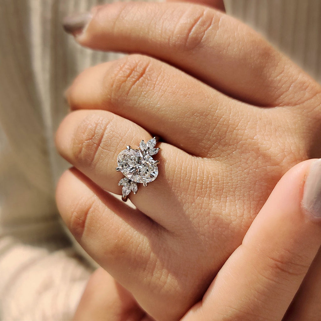 2.0 CT Oval Diamond Heirloom Cluster Engagement Ring