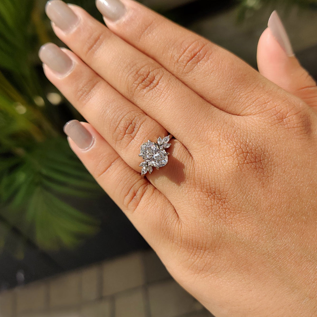 2.0 CT Oval Diamond Heirloom Cluster Engagement Ring