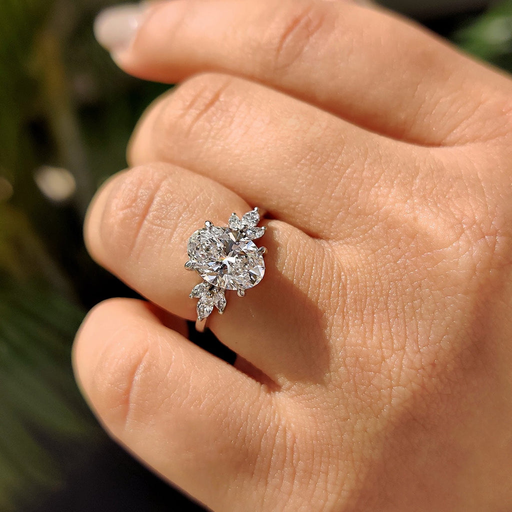 2.0 CT Oval Diamond Heirloom Cluster Engagement Ring