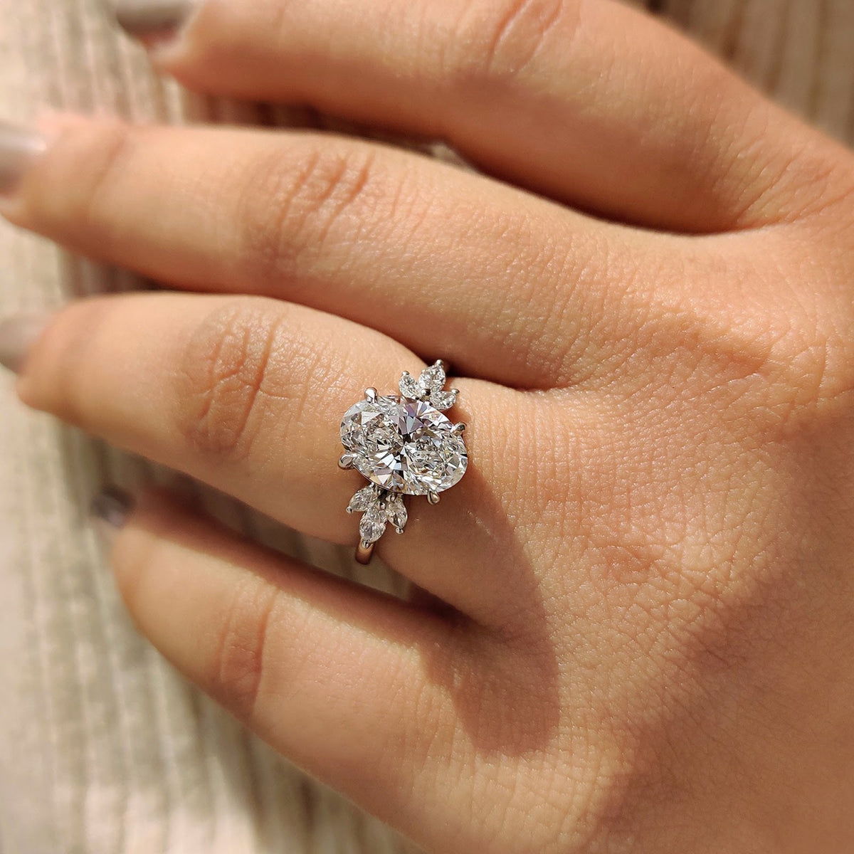 2.0 CT Oval Diamond Heirloom Cluster Engagement Ring