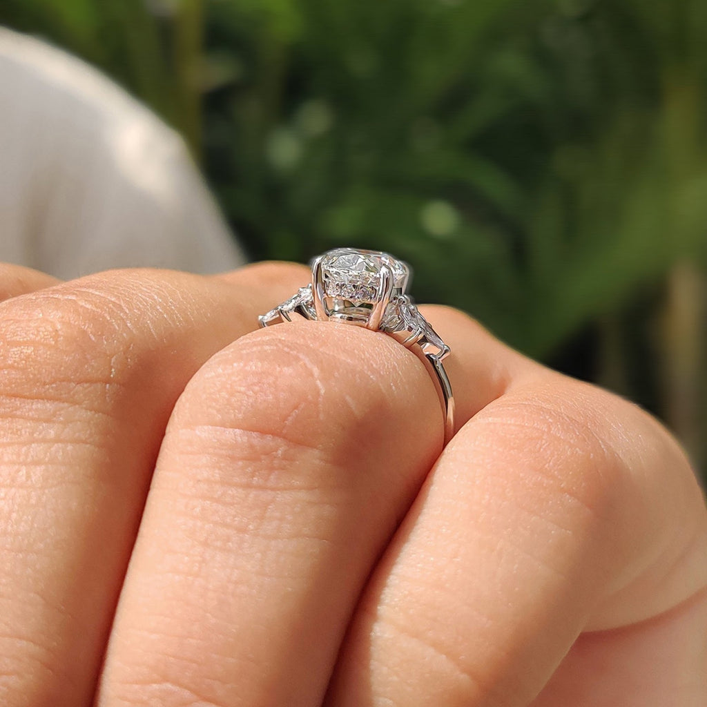 2.0 CT Oval Diamond Heirloom Cluster Engagement Ring
