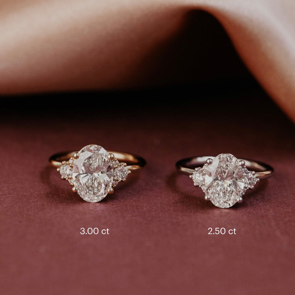 2.0 CT Oval Diamond Heritage Round Accent Three Stone Engagement Ring