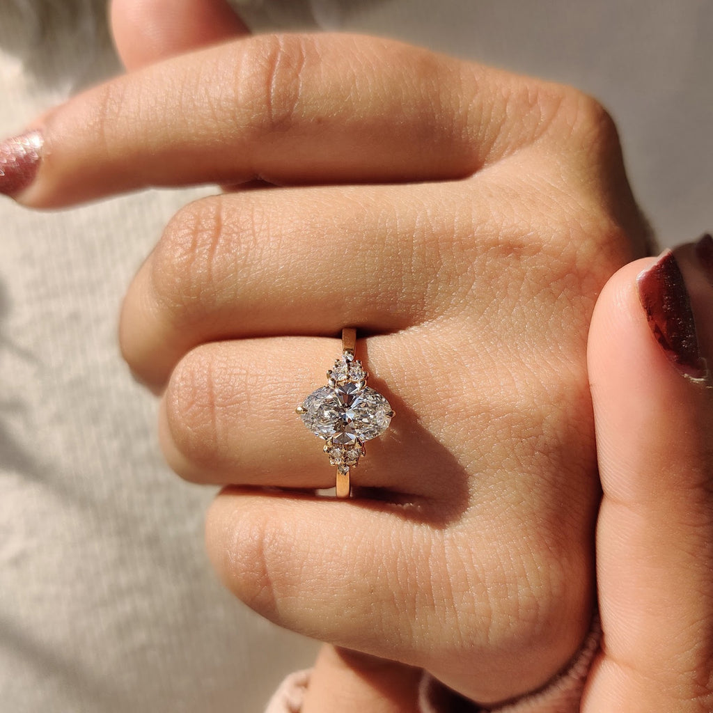 2.0 CT Oval Diamond Illuminated Cluster Engagement Ring