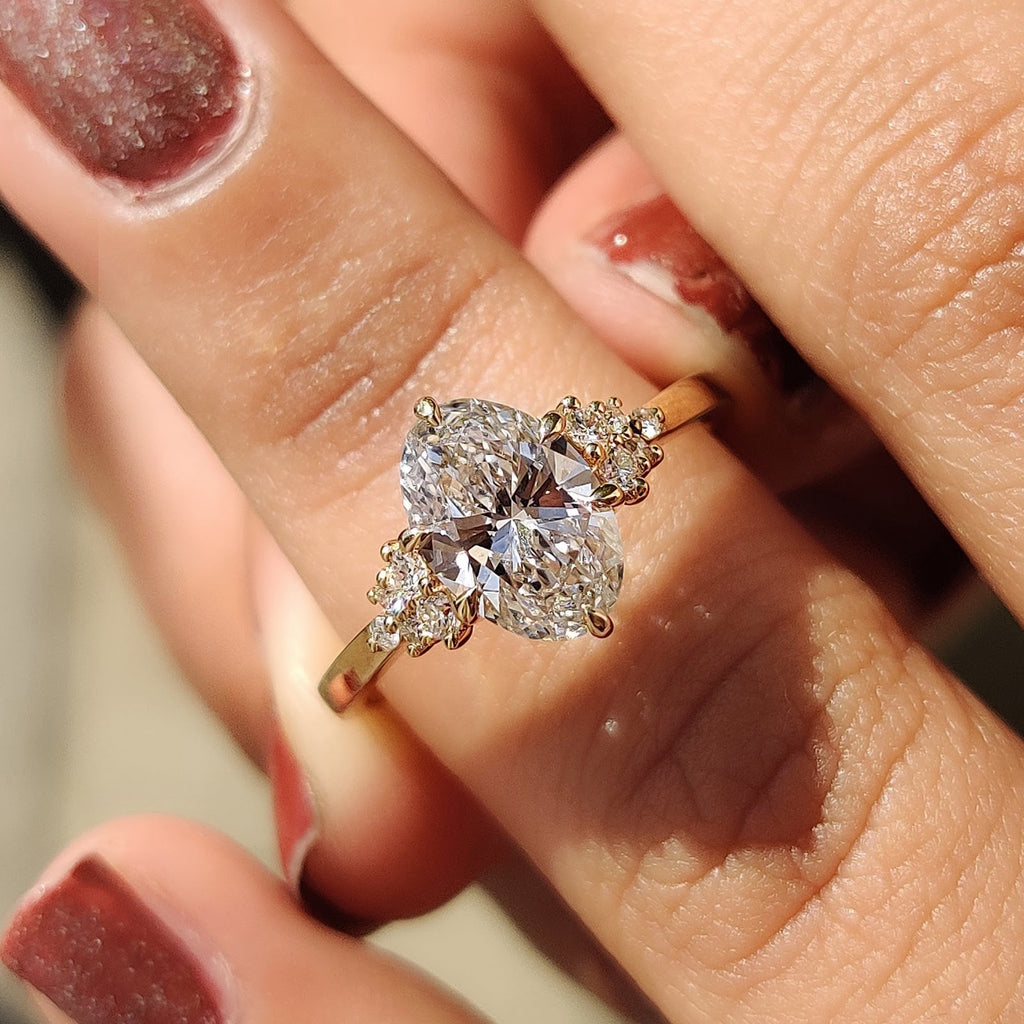 2.0 CT Oval Diamond Illuminated Cluster Engagement Ring