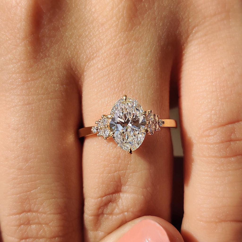 2.0 CT Oval Diamond Illuminated Cluster Engagement Ring