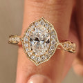 2.0 CT Oval Diamond Pure Halo Pavé Milgrain Engagement Ring