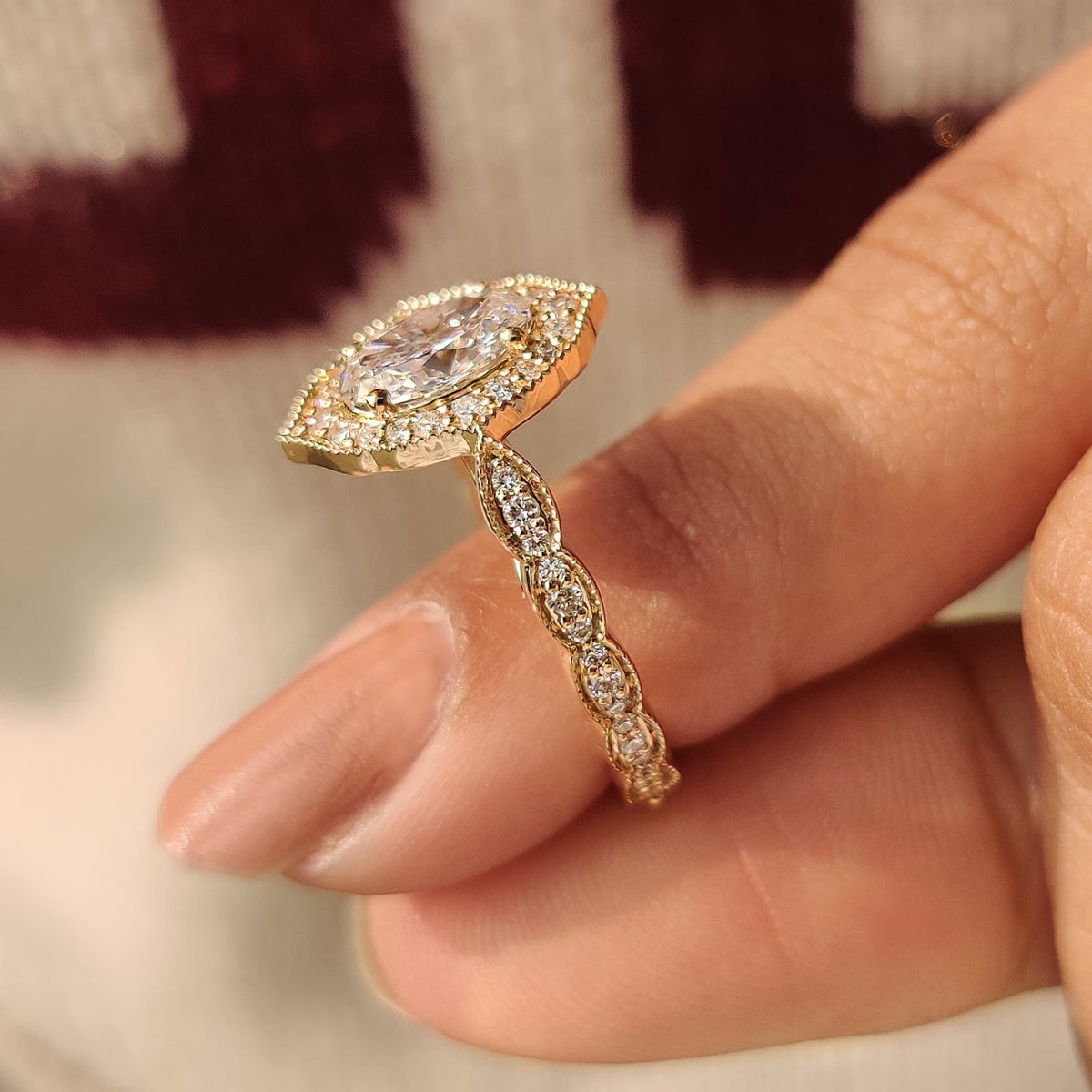 2.0 CT Oval Diamond Pure Halo Pavé Milgrain Engagement Ring