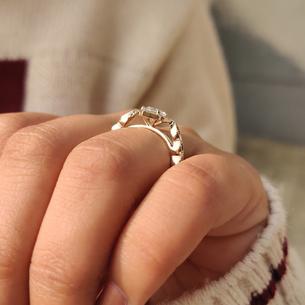 2.0 CT Oval Diamond Pure Halo Pavé Milgrain Engagement Ring