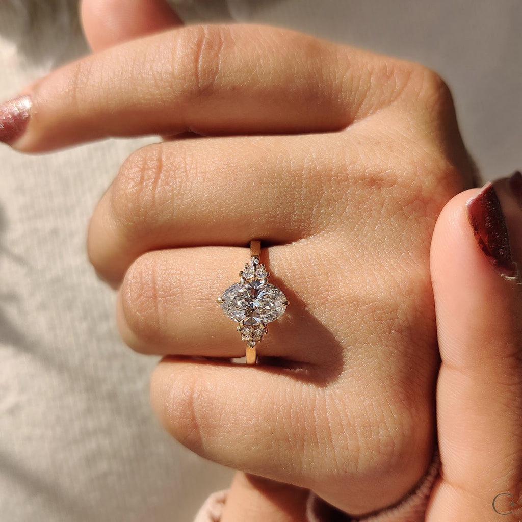 2.0 CT Oval Diamond Radiant Cluster Engagement Ring