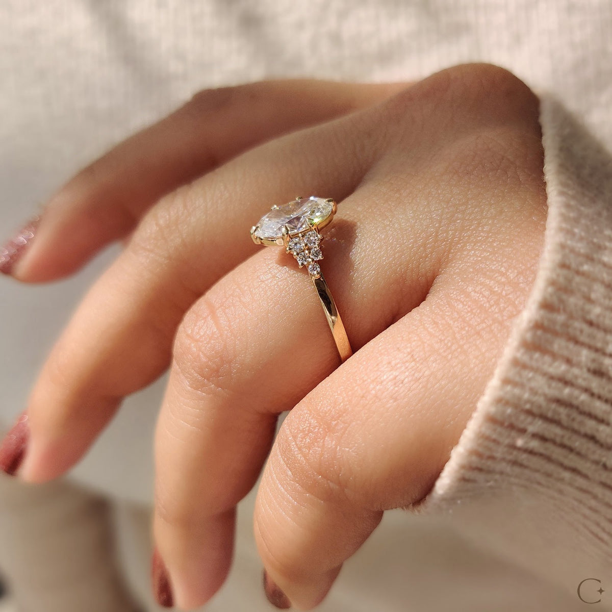 2.0 CT Oval Diamond Radiant Cluster Engagement Ring