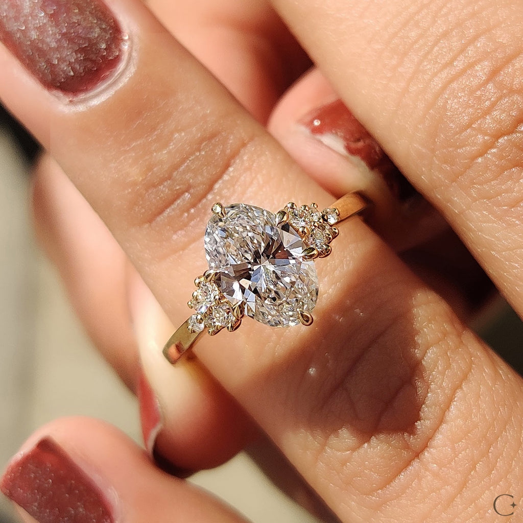 2.0 CT Oval Diamond Radiant Cluster Engagement Ring