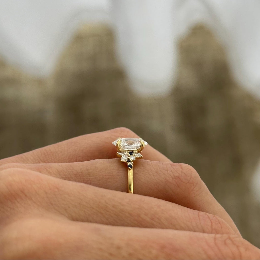2.0 CT Oval Diamond Solace Nature Inspired Cluster Engagement Ring
