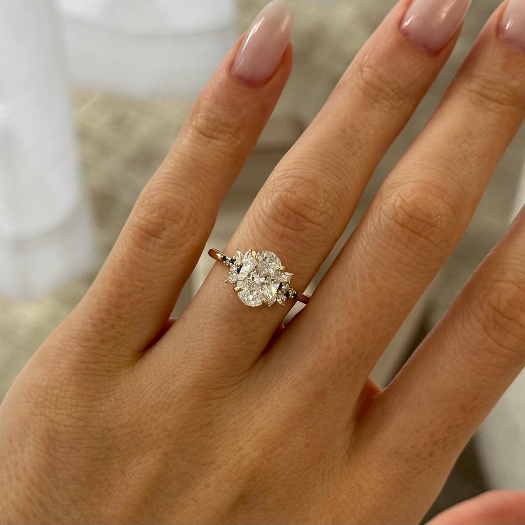 2.0 CT Oval Diamond Solace Nature Inspired Cluster Engagement Ring