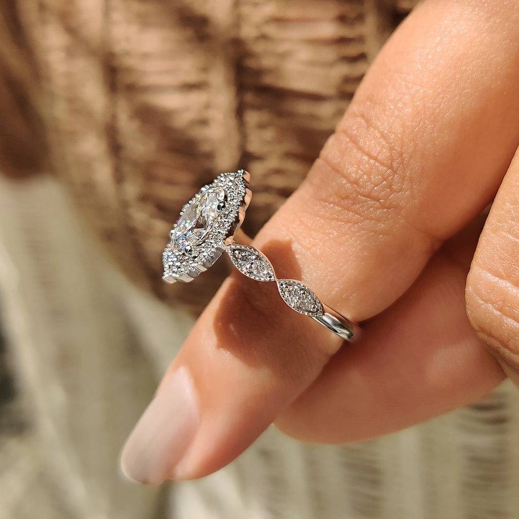 2.0 CT Oval Diamond Subtle Halo Pavé Milgrain Engagement Ring