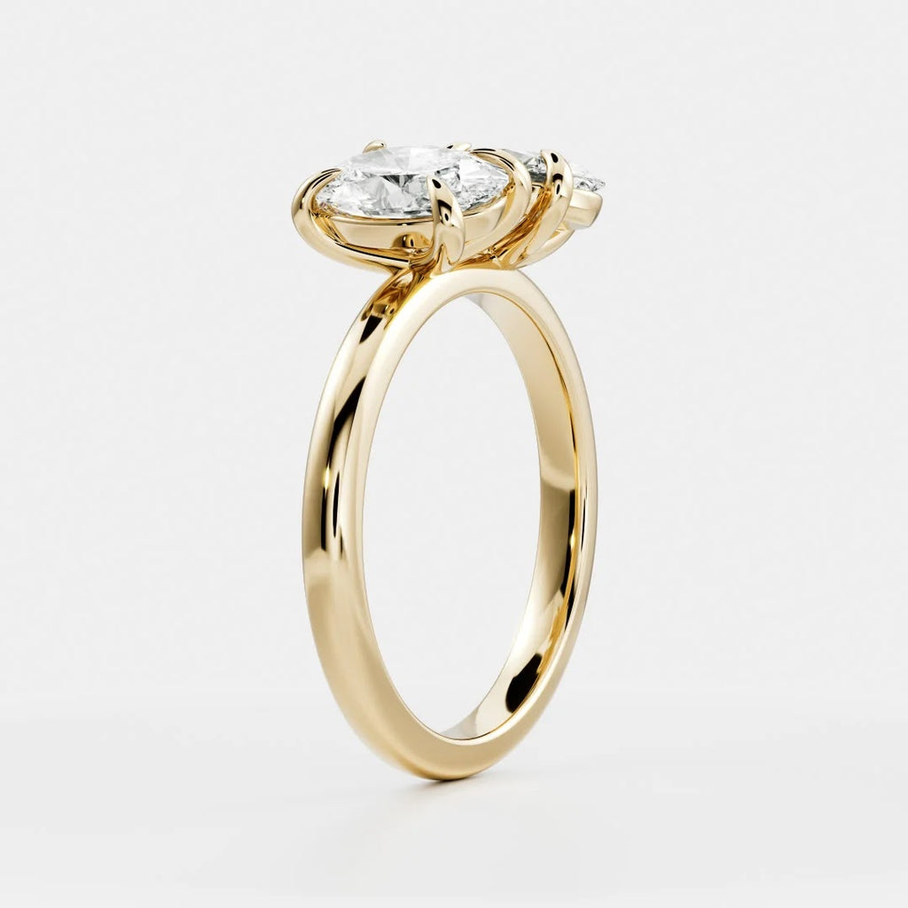 2.50 CT Oval Diamond Paired Stone Toi et Moi Engagement Ring