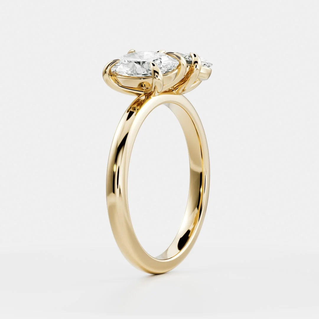 2.50 CT Oval Diamond Paired Stone Toi et Moi Engagement Ring
