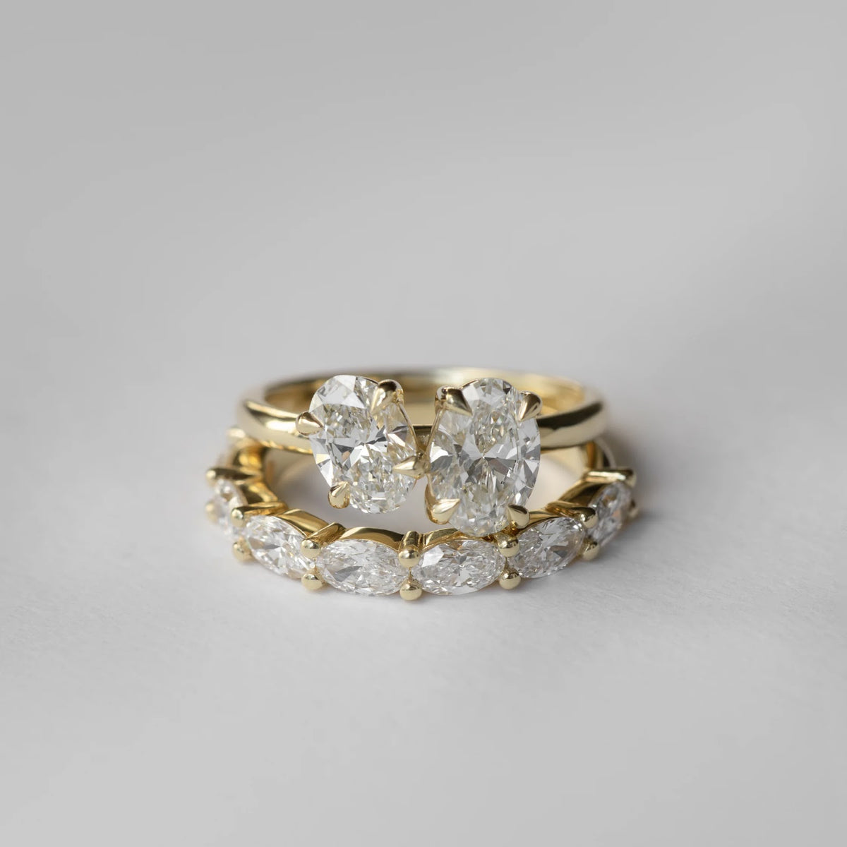 2.50 CT Oval Diamond Paired Stone Toi et Moi Engagement Ring