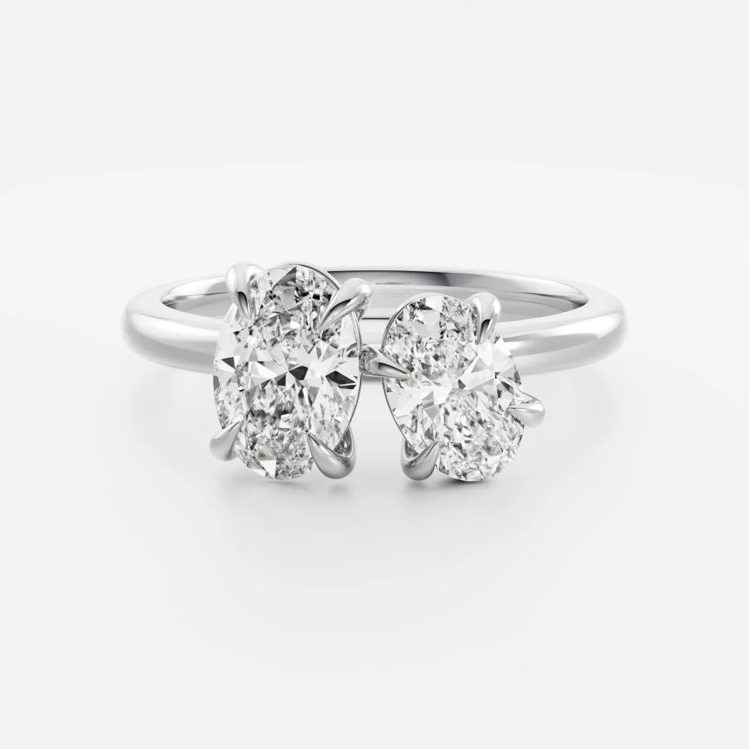 2.50 CT Oval Diamond Paired Stone Toi et Moi Engagement Ring