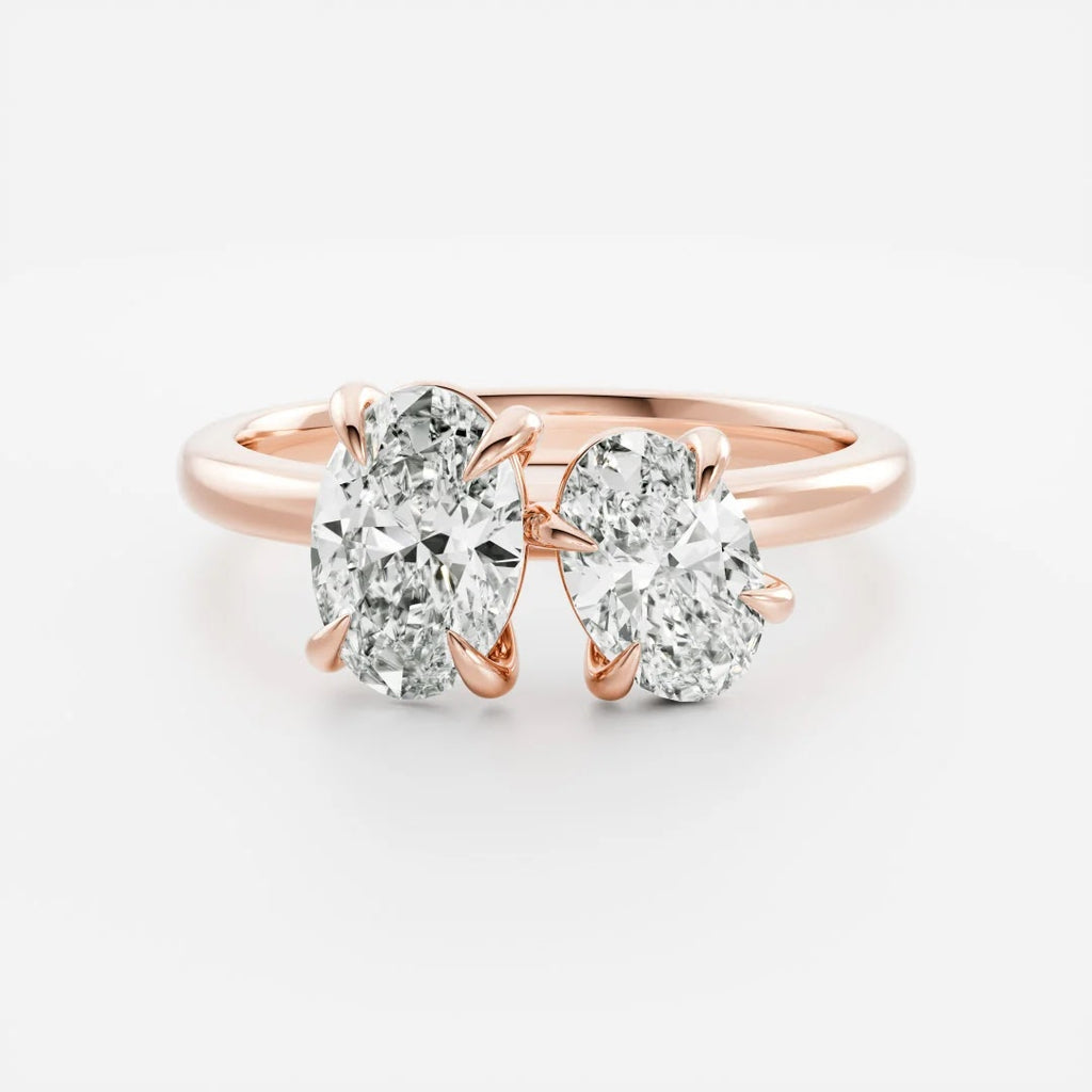 2.50 CT Oval Diamond Paired Stone Toi et Moi Engagement Ring