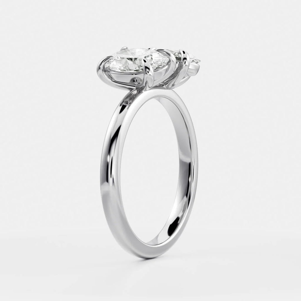 2.50 CT Oval Diamond Paired Stone Toi et Moi Engagement Ring