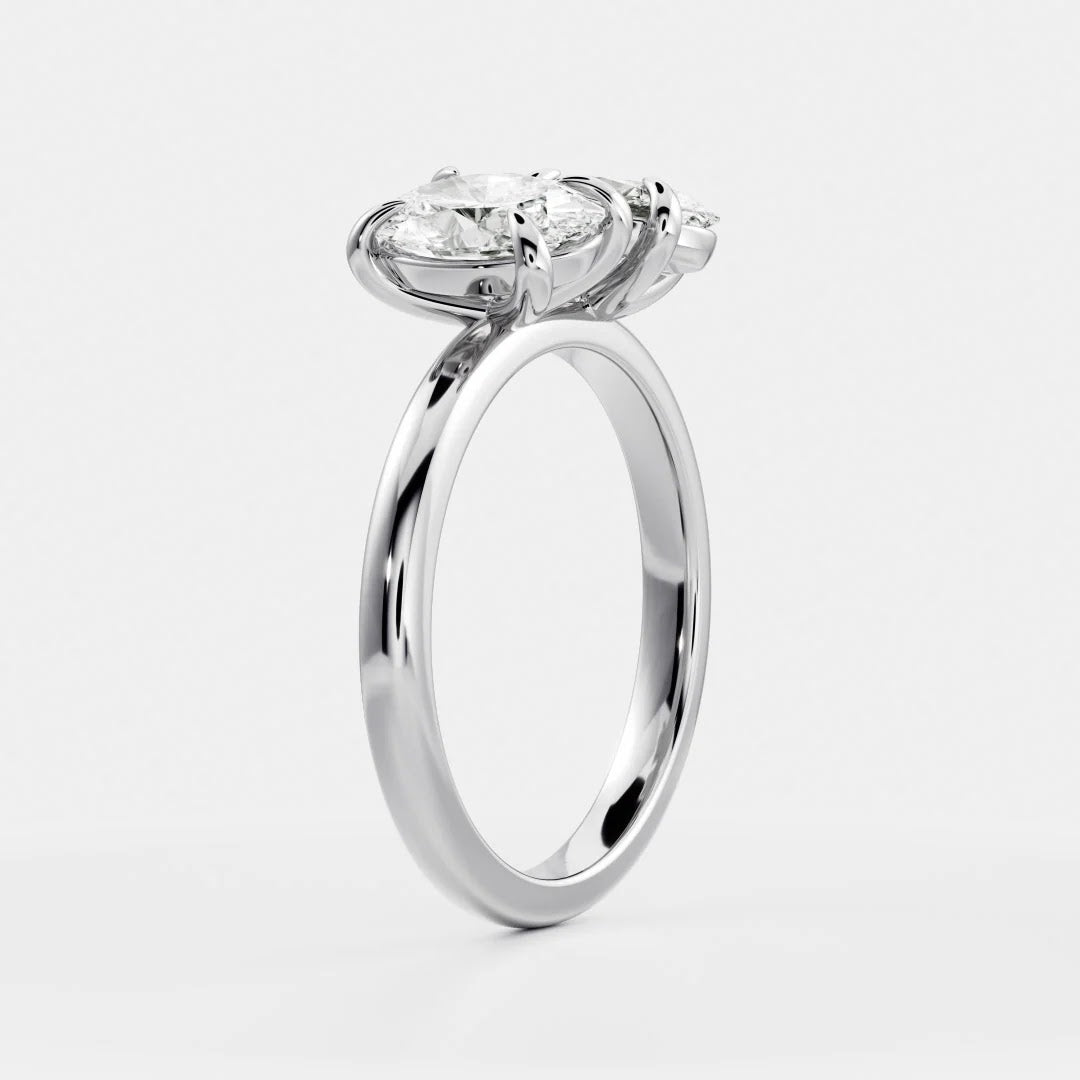 2.50 CT Oval Diamond Paired Stone Toi et Moi Engagement Ring
