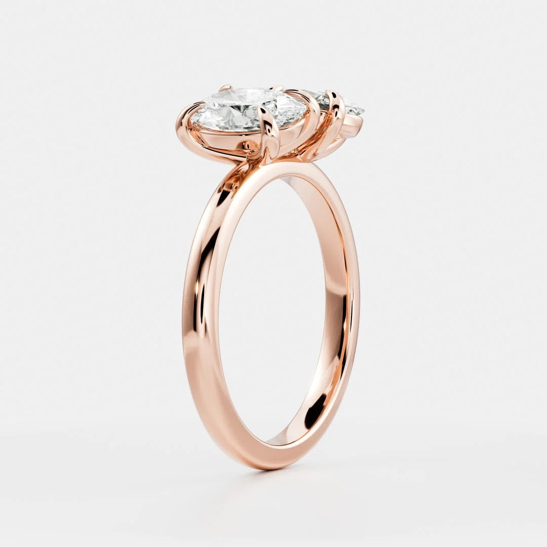 2.50 CT Oval Diamond Paired Stone Toi et Moi Engagement Ring