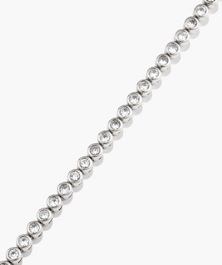 Round Bezel Lab Grown Sapphire Diamond  Tennis Necklace