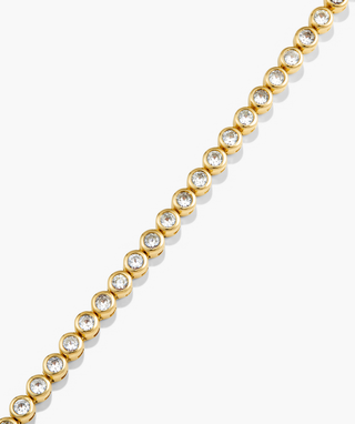 Round Bezel Lab Grown Sapphire Diamond  Tennis Necklace