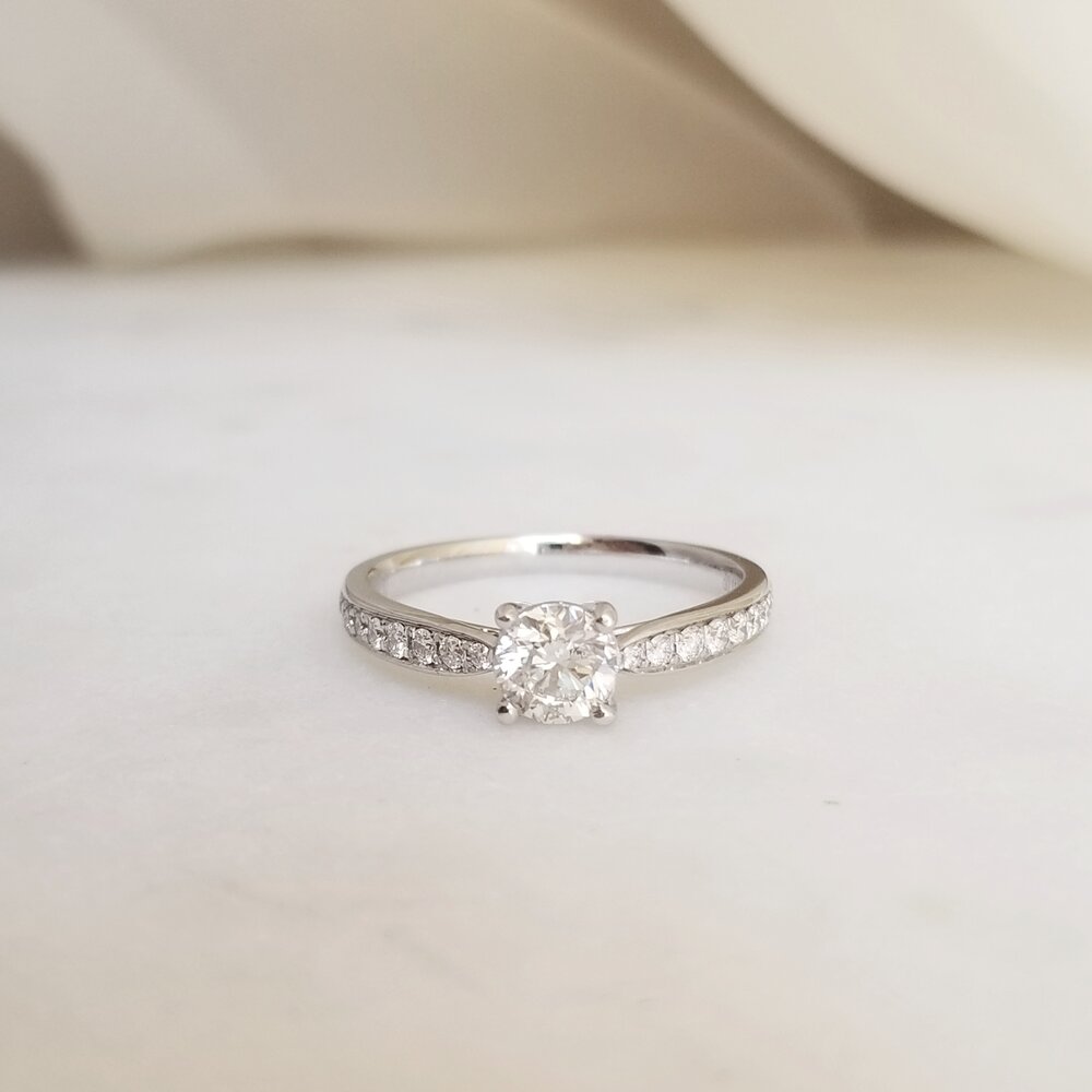 0.50 CT Round Cut Pave Moissanite Engagement Ring