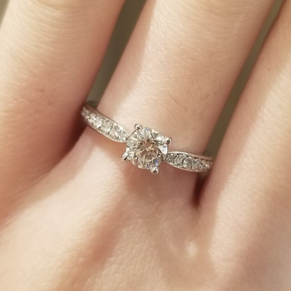 0.50 CT Round Cut Pave Moissanite Engagement Ring