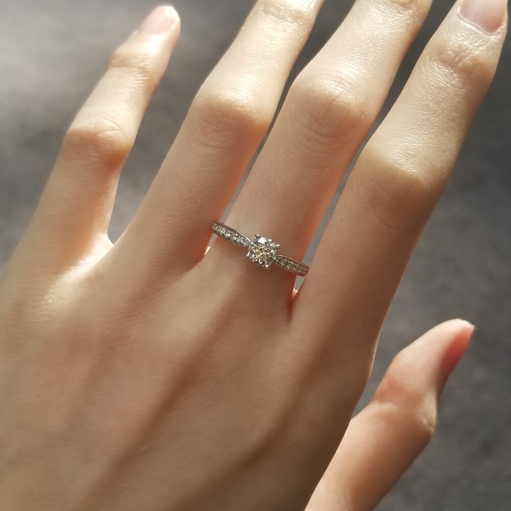 0.50 CT Round Cut Pave Moissanite Engagement Ring